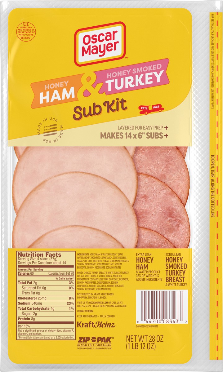 slide 2 of 9, Oscar Mayer Honey Ham & Honey Smoked Turkey Sub Kit 28 oz, 28 oz