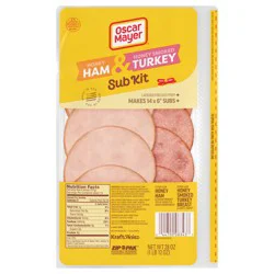 Oscar Mayer Sub Kit with Extra Lean Honey Ham & Extra Lean Honey Smoked Turkey Breast Sliced Lunch Meat, 28 oz. Pack