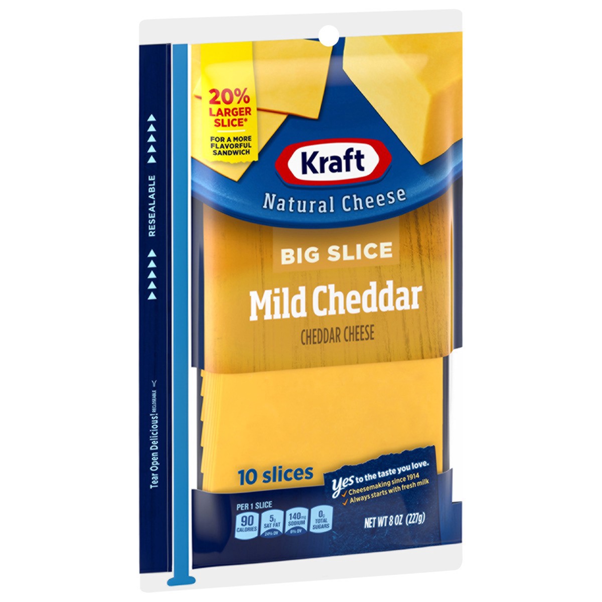 slide 12 of 13, Kraft Big Slice Mild Cheddar Cheese Slices, 10 ct Pack, 10 ct; 8 oz