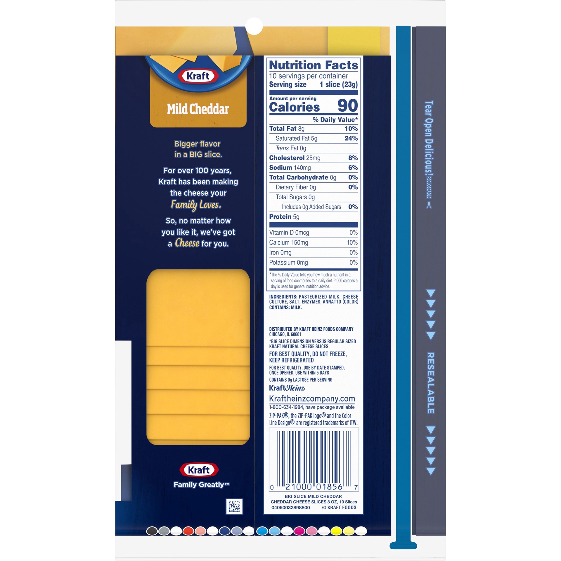 slide 5 of 13, Kraft Big Slice Mild Cheddar Cheese Slices, 10 ct Pack, 10 ct; 8 oz