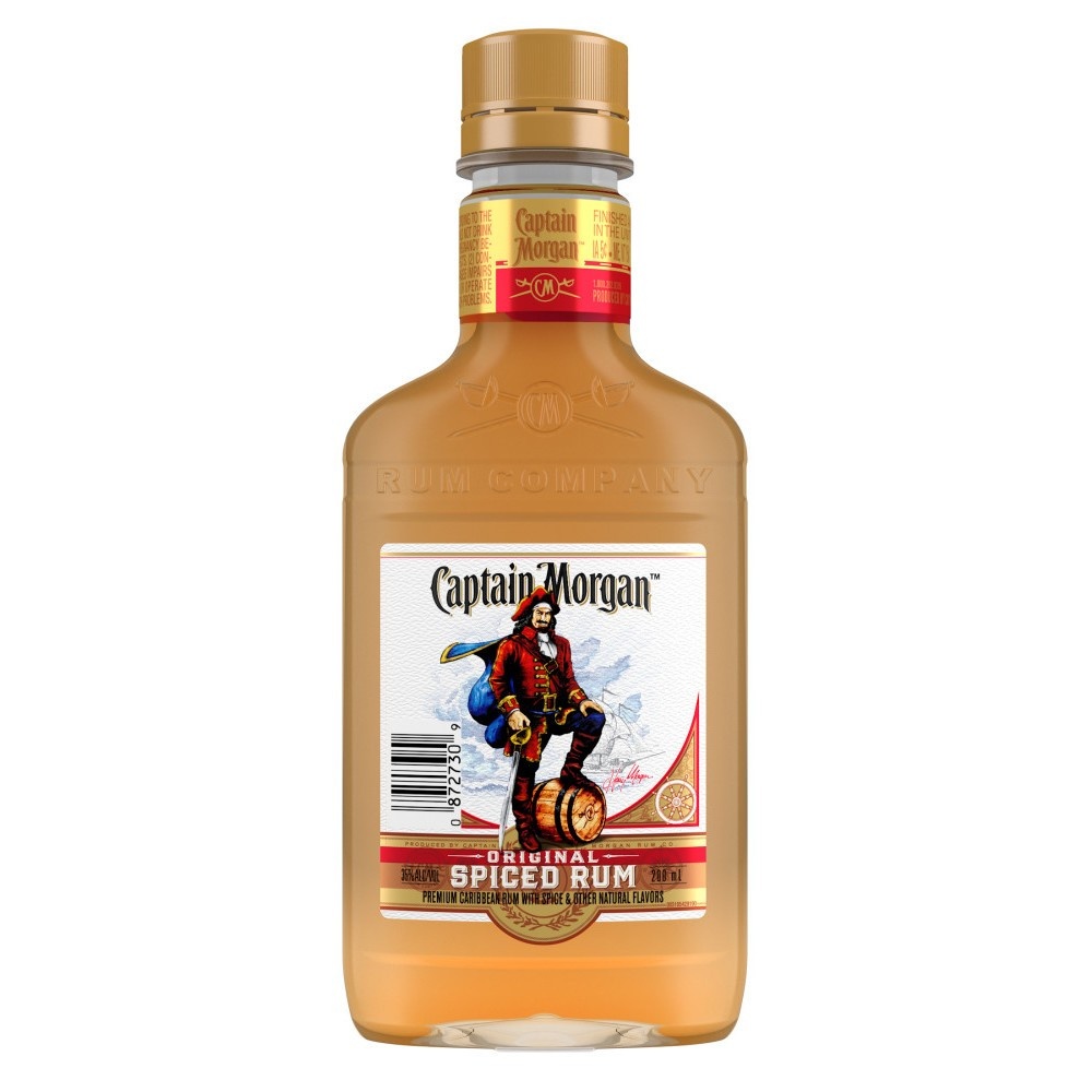 slide 1 of 1, Captain Morgan Spiced Rum Plastic Bottle, 200 ml