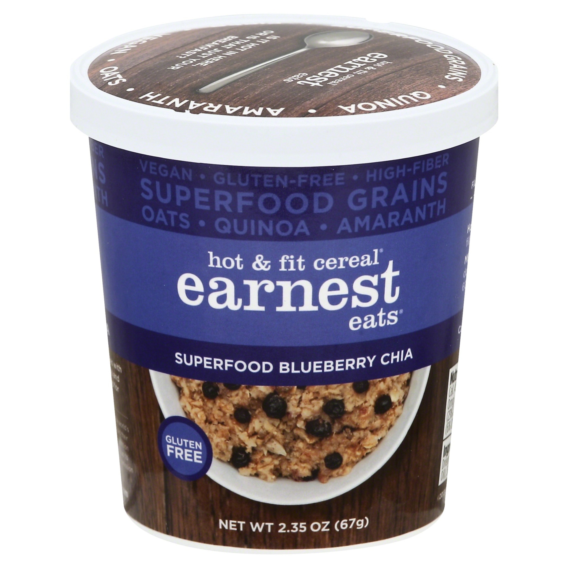 slide 1 of 1, Earnest Eats Hot & Fit Superfood Blueberry Chia Cereal, 2.35 oz
