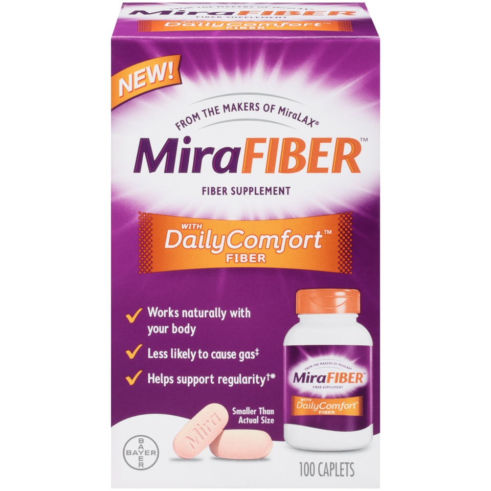 slide 1 of 1, Mirafiber Fiber Supplement With Dailycomfort Fiber, 100 ct