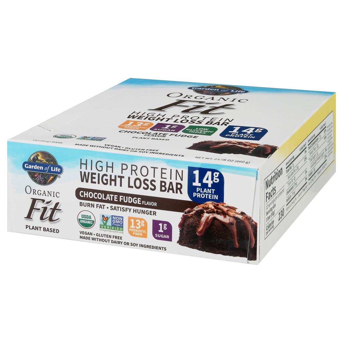 slide 4 of 12, Garden of Life Organic Fit High Protein 12 Pack Chocolate Fudge Flavor Weight Loss Bar 12 ea, 12 ct