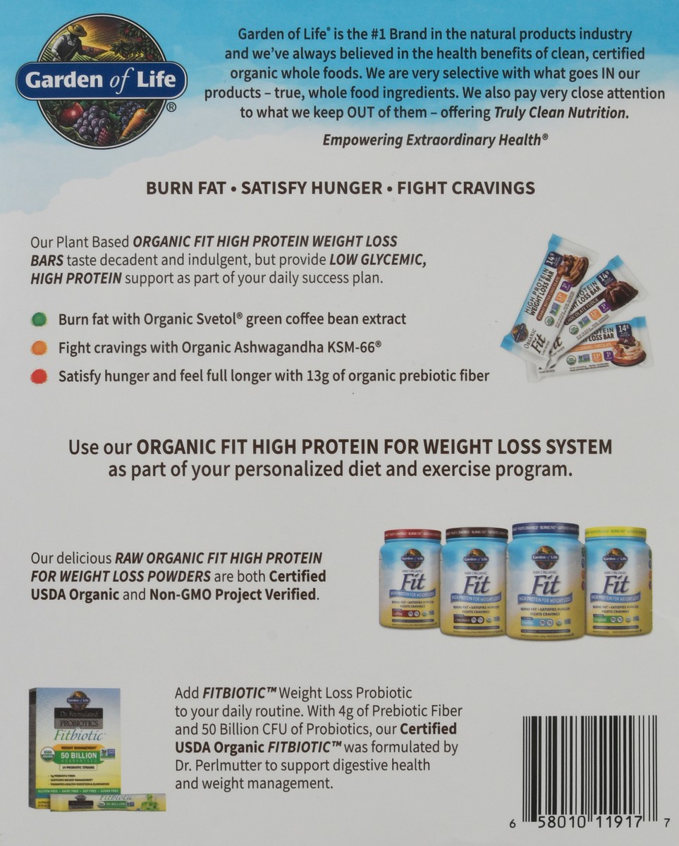 slide 7 of 12, Garden of Life Organic Fit High Protein 12 Pack Chocolate Fudge Flavor Weight Loss Bar 12 ea, 12 ct