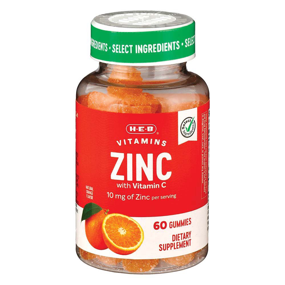 slide 1 of 1, H-E-B Vitamins Zinc with Vitamin C Gummies, 60 ct