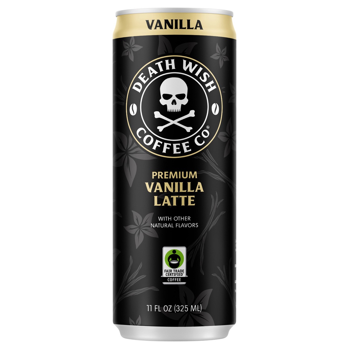 slide 1 of 9, Death Wish Coffee Co. Death Wish Coffee, Premium Vanilla Latte, 100% Colombian Cold Brew Fair Trade™ Coffee, 11oz Can, 11 fl oz