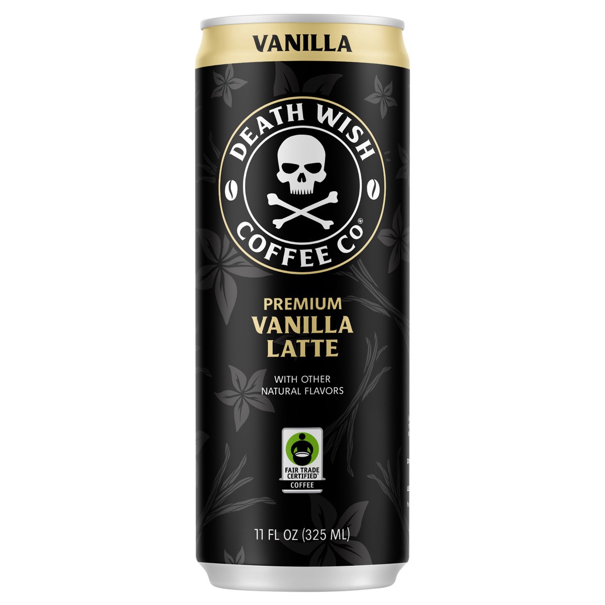 slide 6 of 9, Death Wish Coffee Co. Death Wish Coffee, Premium Vanilla Latte, 100% Colombian Cold Brew Fair Trade™ Coffee, 11oz Can, 11 fl oz