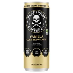 Death Wish Coffee Co. Death Wish Coffee, Premium Vanilla Latte, 100% Colombian Cold Brew Fair Trade™ Coffee, 11oz Can