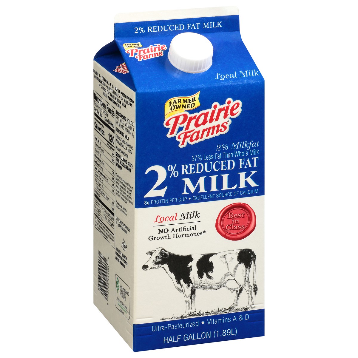 slide 2 of 9, Prairie Farms 2% Reduced Fat Milk 0.5 gl Carton, 1/2 gal