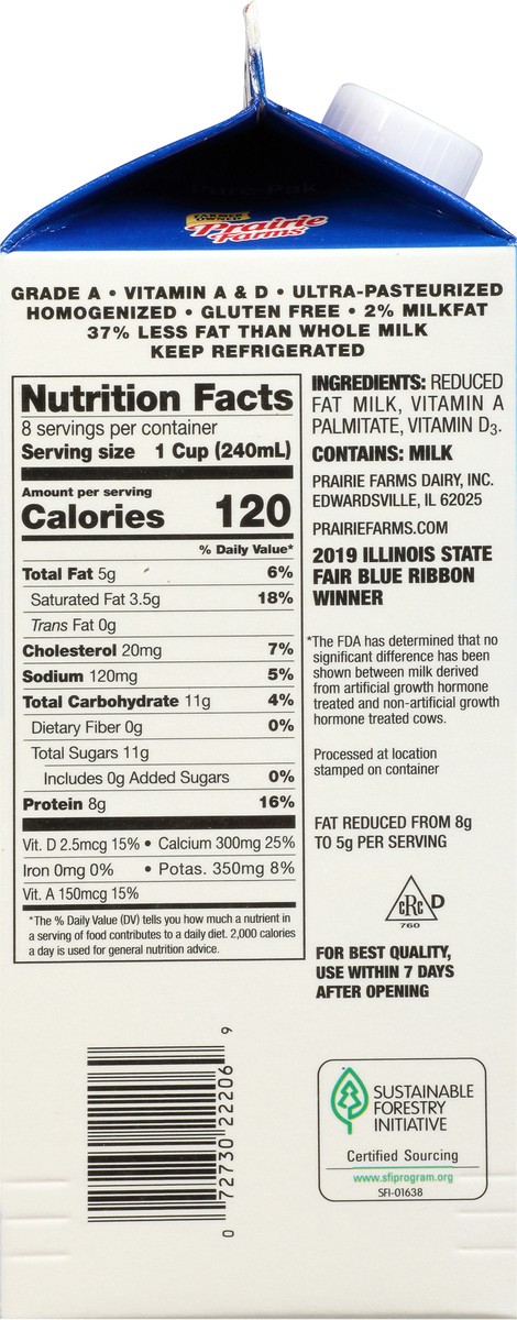 slide 7 of 9, Prairie Farms 2% Reduced Fat Milk 0.5 gl Carton, 1/2 gal