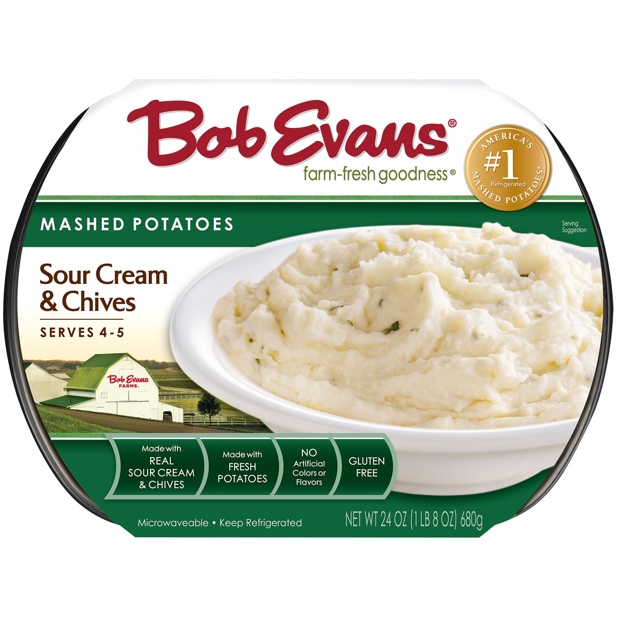 slide 1 of 10, Bob Evans Sour Cream and Chives Mashed Potatoes, 24 oz