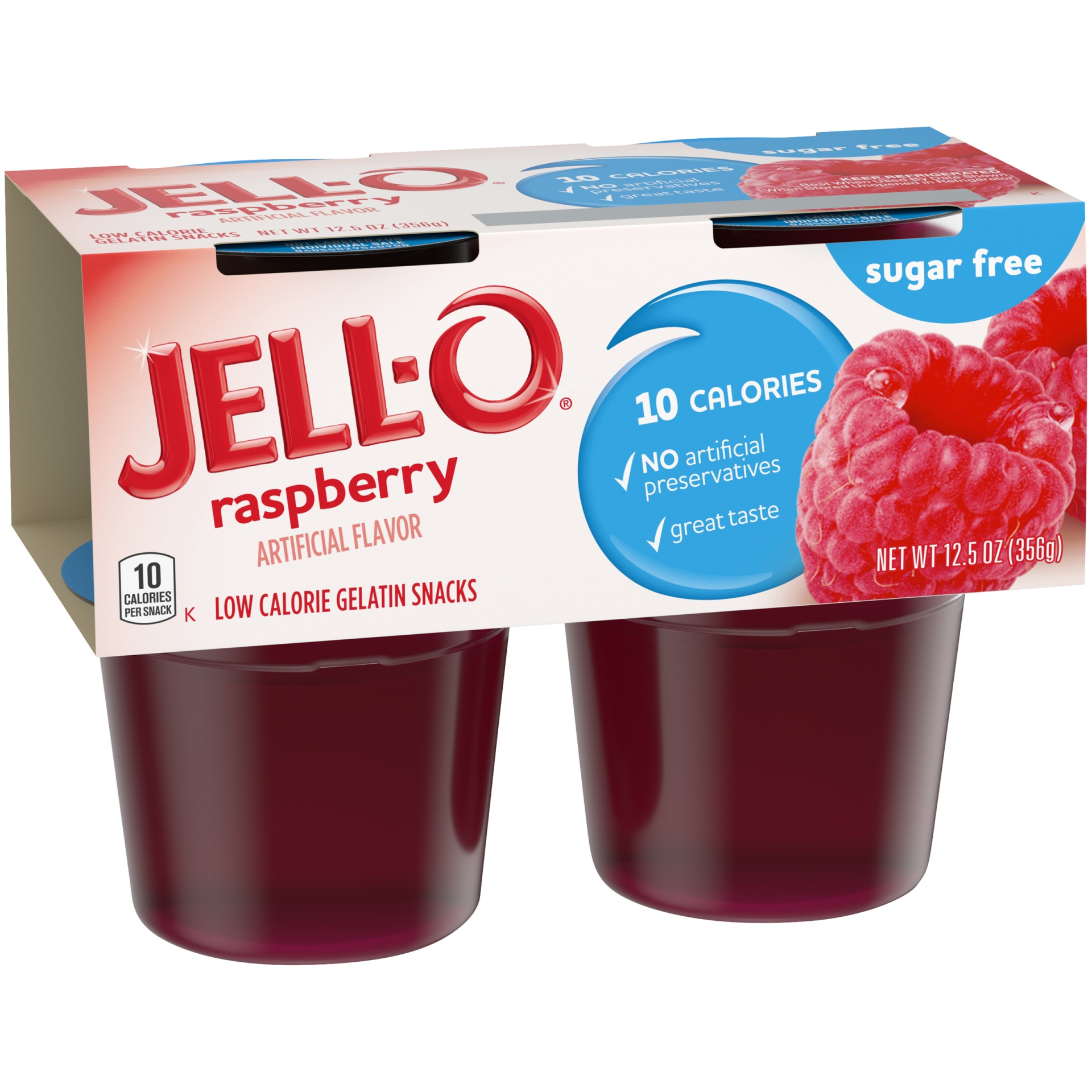 Jell-O Raspberry Sugar Free Ready-to-Eat Jello Cups Gelatin Snack Cups