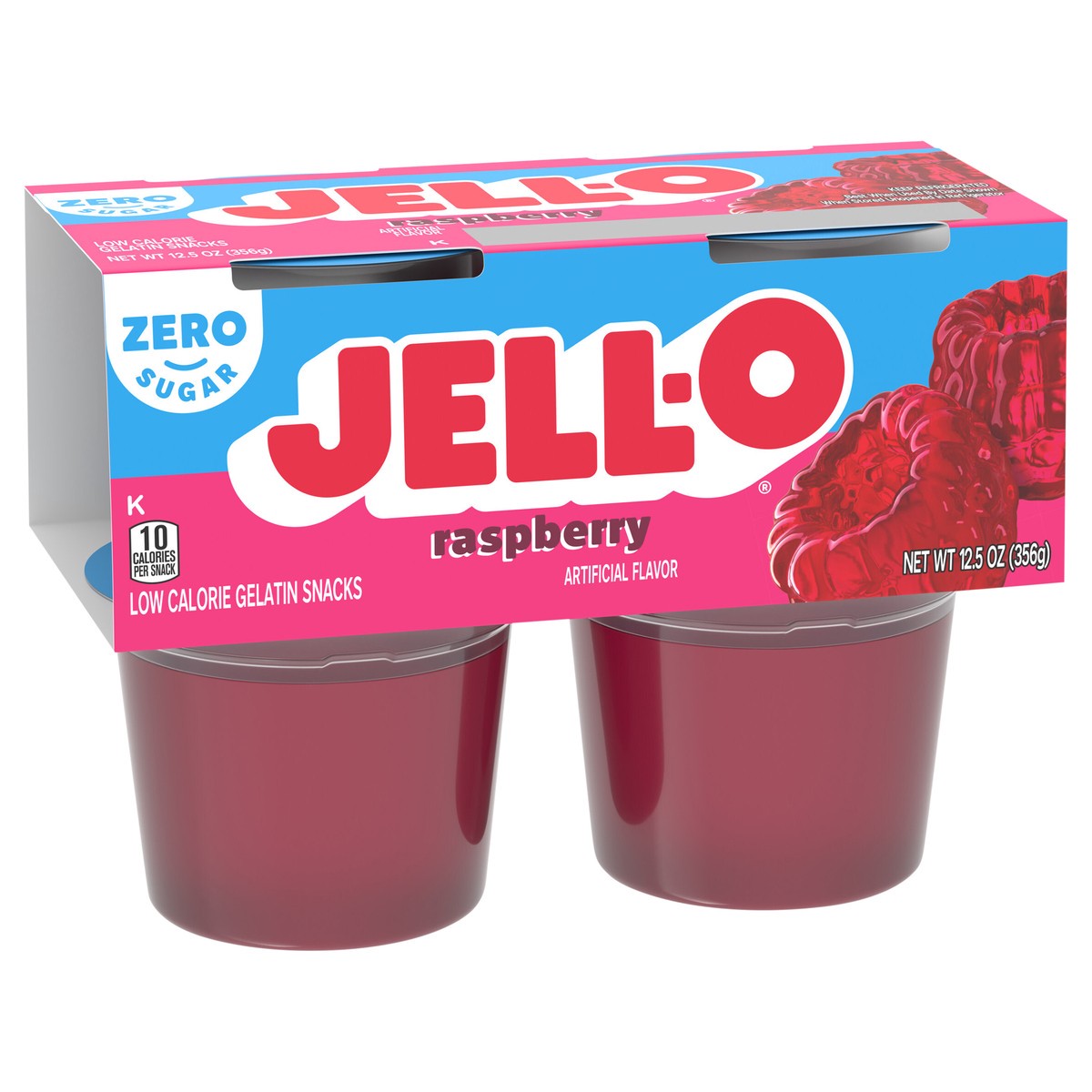 slide 8 of 9, Jell-O Raspberry Artificially Flavored Zero Sugar Ready-to-Eat Gelatin Snack Cups, 4 ct Cups, 4 ct; 12.5 oz