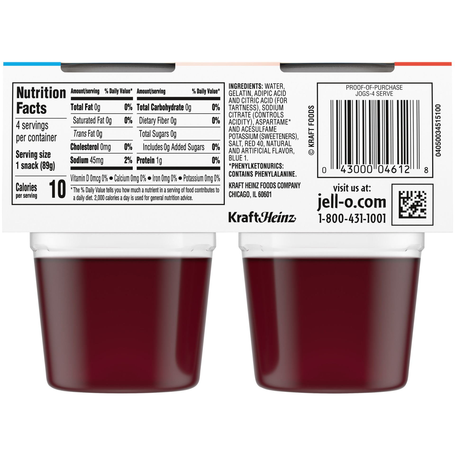 Jell O Raspberry Sugar Free Ready To Eat Jello Cups Gelatin Snack Cups 4 Ct 125 Oz Shipt 8682