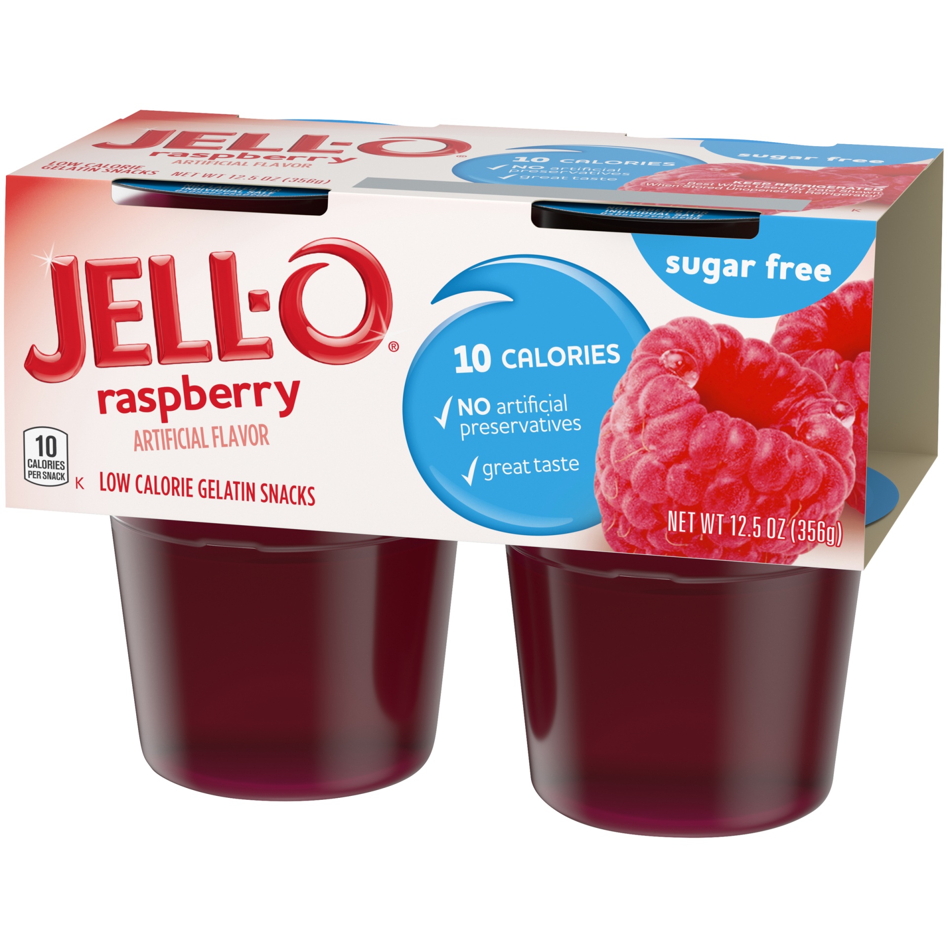 Jell-O Raspberry Sugar Free Ready-to-Eat Jello Cups Gelatin Snack Cups