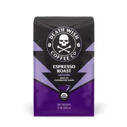 Death Wish Coffee Co.. Espresso Roast Organic Ground Coffee, 9 oz