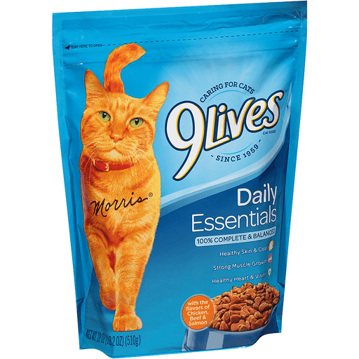 slide 2 of 6, 9Lives Daily Essential Chicken, Beef & Salmon, 18 oz