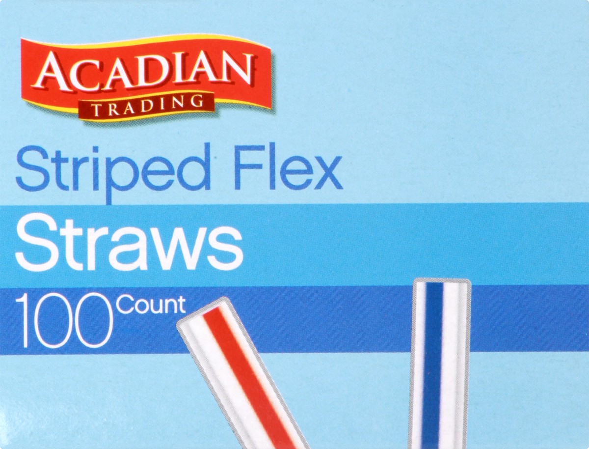 slide 2 of 8, Acadian Trading Striped Flex Straws 100 ea, 100 ct