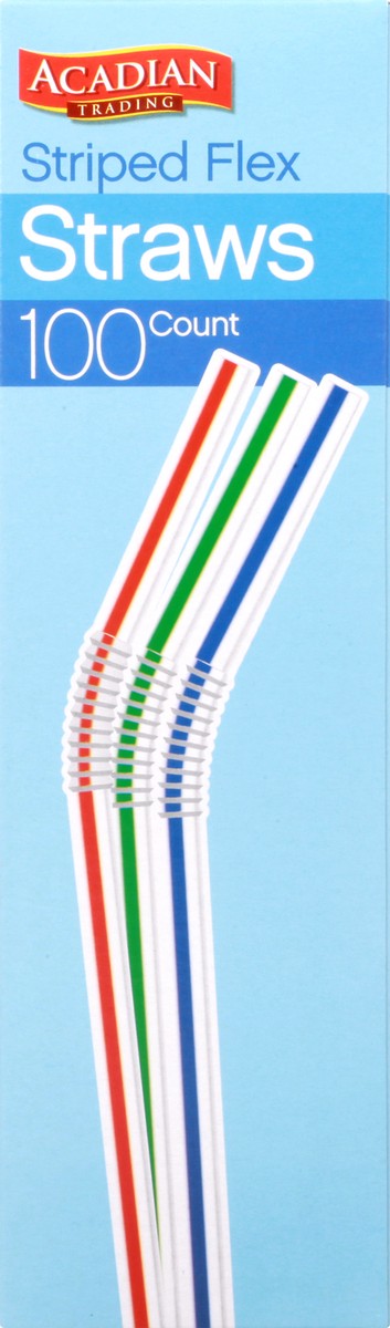 slide 8 of 8, Acadian Trading Striped Flex Straws 100 ea, 100 ct