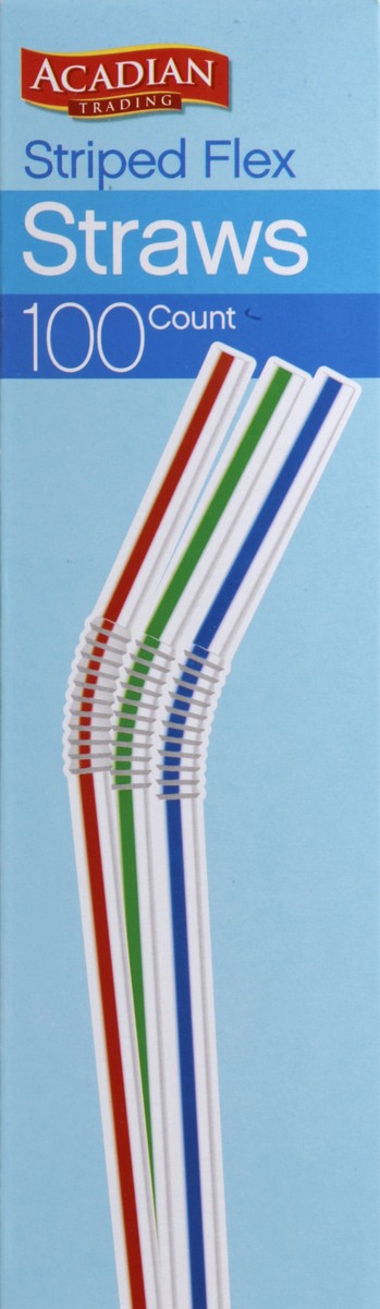 slide 5 of 8, Acadian Trading Striped Flex Straws, 100 ct