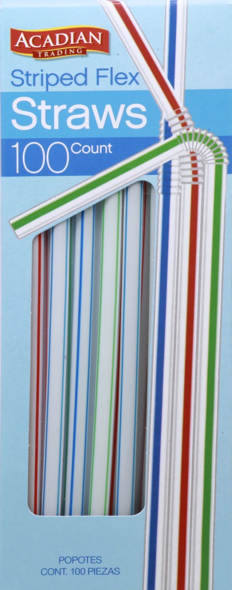 slide 7 of 8, Acadian Trading Striped Flex Straws, 100 ct