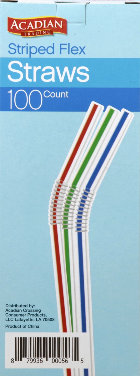 slide 8 of 8, Acadian Trading Striped Flex Straws, 100 ct