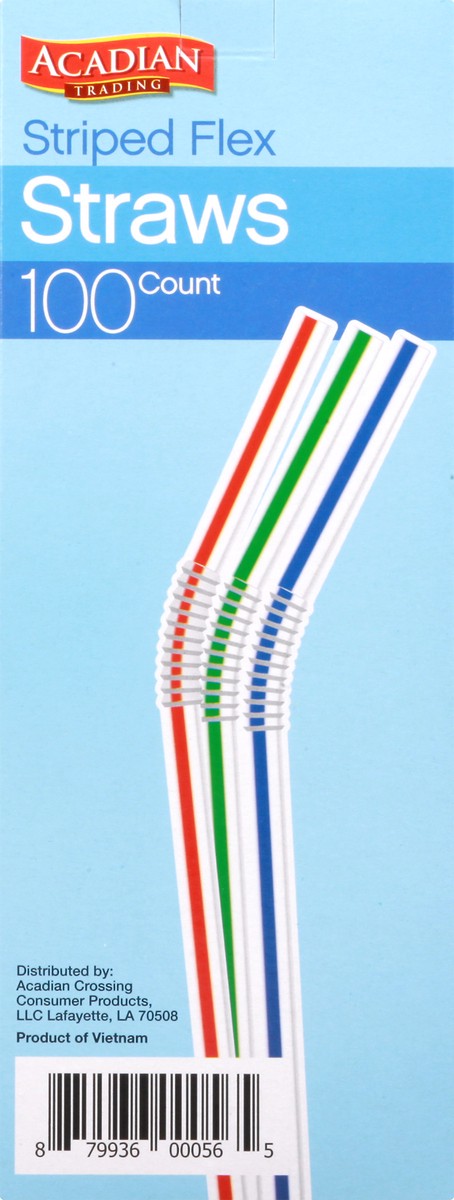 slide 7 of 8, Acadian Trading Striped Flex Straws 100 ea, 100 ct