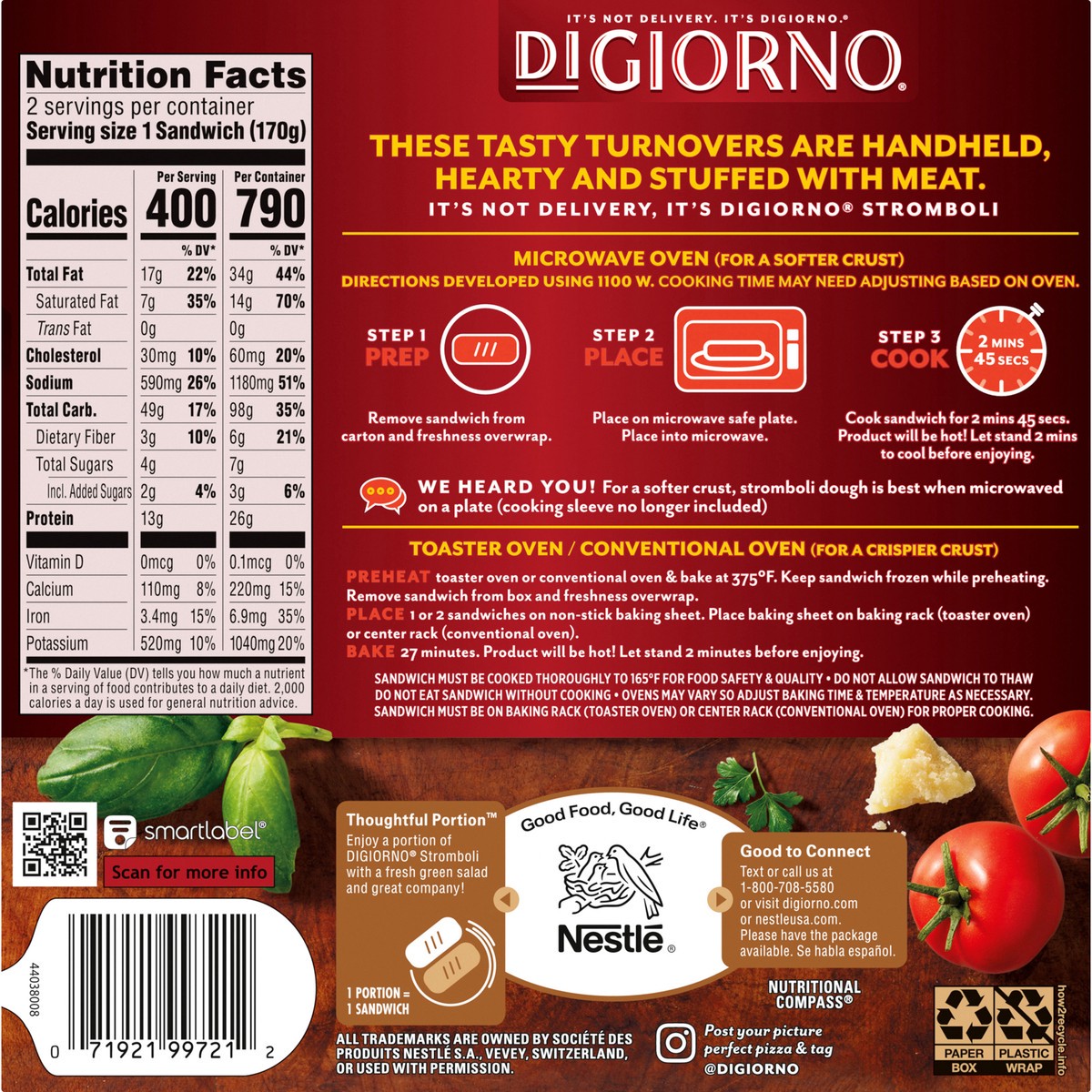 slide 2 of 13, DIGIORNO Stromboli Italian Sausage Frozen Sandwiches - 2 Count Frozen Pizza Snacks, 12 oz