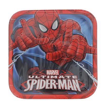 slide 1 of 1, Spider-Man Square Plate, 8 ct