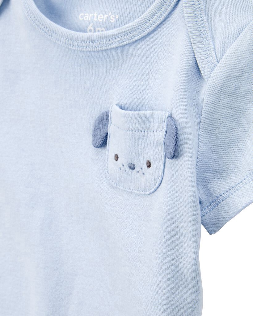 slide 3 of 7, Carter's Baby 5-Pack Dog Short-Sleeve Cotton Bodysuits - Blue Blue NB, 1 ct