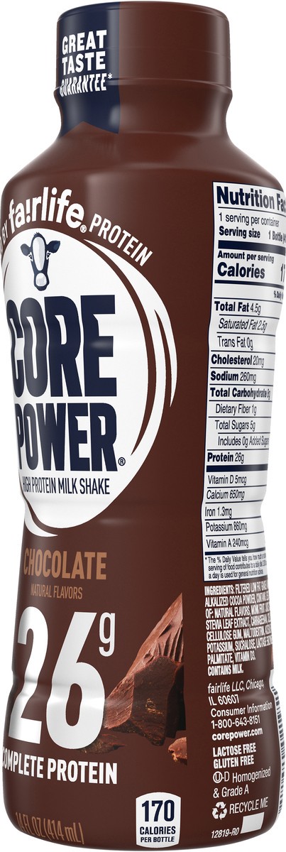 slide 6 of 7, Core Power Chocolate High Protein Milk Shake, 14 oz