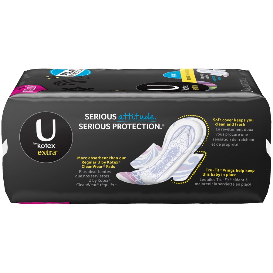 slide 2 of 2, U by Kotex Extra Regular Maxi Pads With Wings, 34 ct