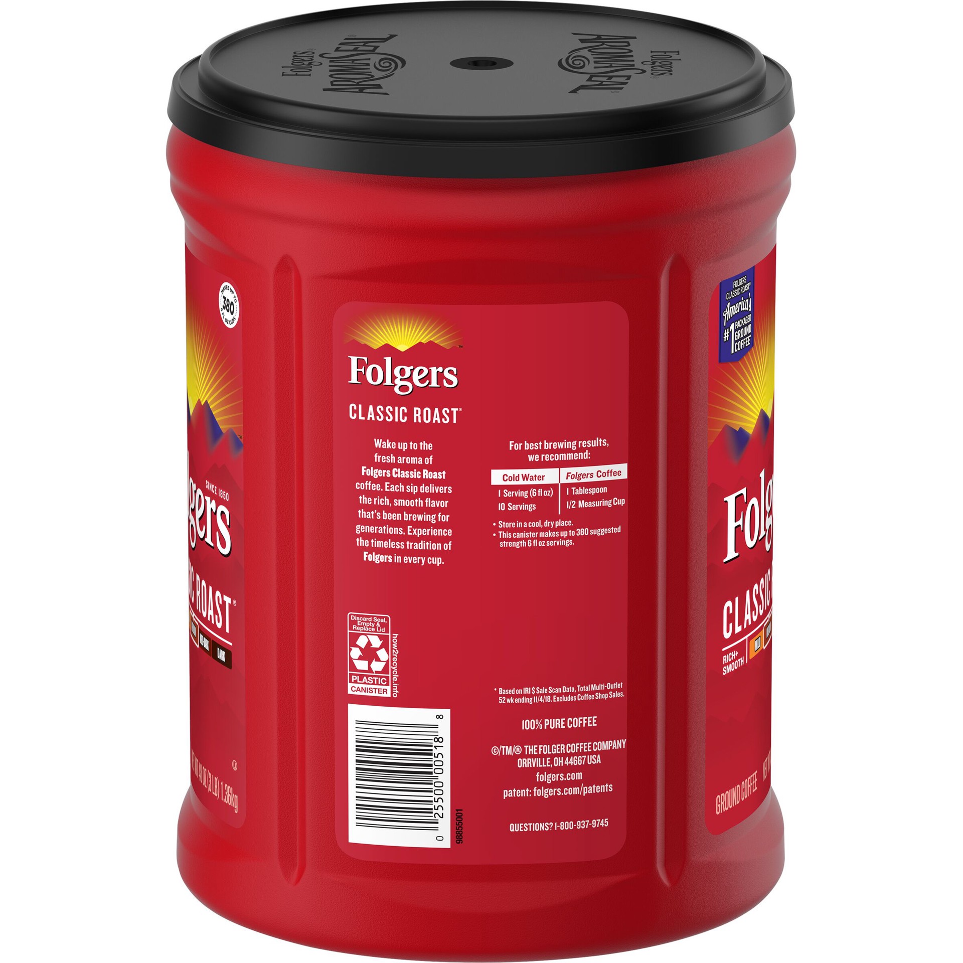 slide 4 of 4, Folgers Classic Roast Ground Coffee - 40.3 oz, 48 oz