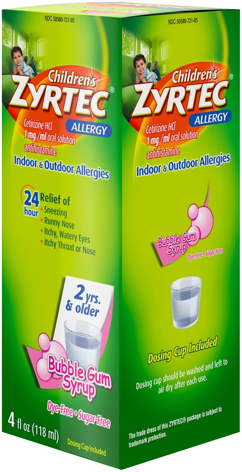 slide 3 of 6, Children's Zyrtec 24 Hour Allergy Relief Syrup - Bubble Gum - Cetirizine - 4 fl oz, 4 fl oz