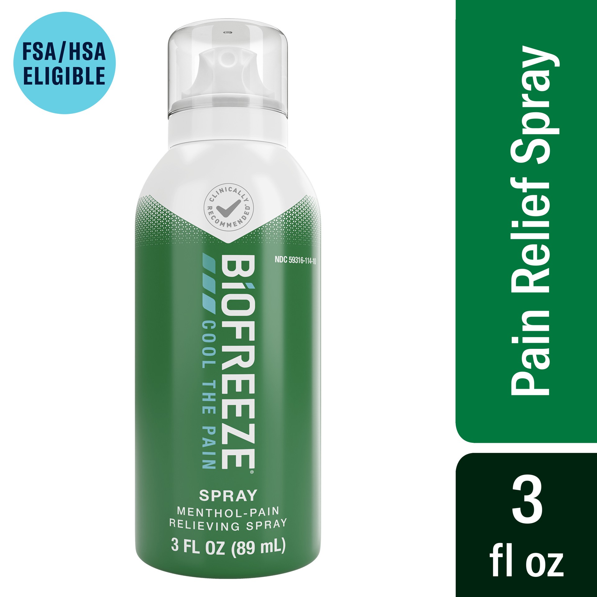 slide 1 of 9, Biofreeze Menthol Pain Relieving Spray 3 FL OZ Colorless Aerosol Spray For Pain Relief Associated With Sore Muscles, Arthritis, Simple Backaches, And Joint Pain (Packaging May Vary), 1 ct