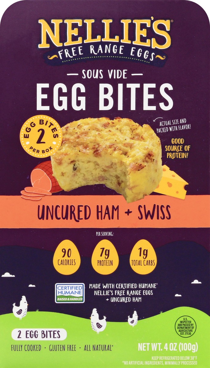 slide 7 of 9, Nellie's Uncured Ham + Swiss Egg Bites 2 ea, 2 ct