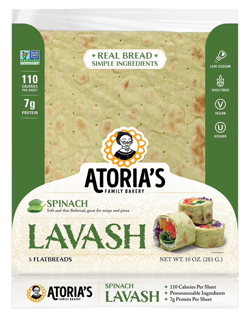 slide 1 of 1, Artoria's Family Bakery Spinach Lavash Flatbreads, 10 oz