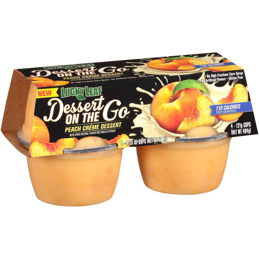 slide 4 of 8, Lucky Leaf Dessert-on-the-Go Peach Creme Cups, 4 ct