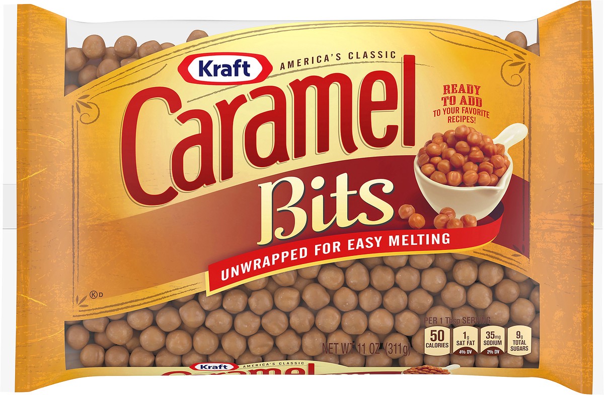 slide 6 of 9, Kraft America's Classic Unwrapped Candy Caramel Bits for Easy Melting, 11 oz Bag, 