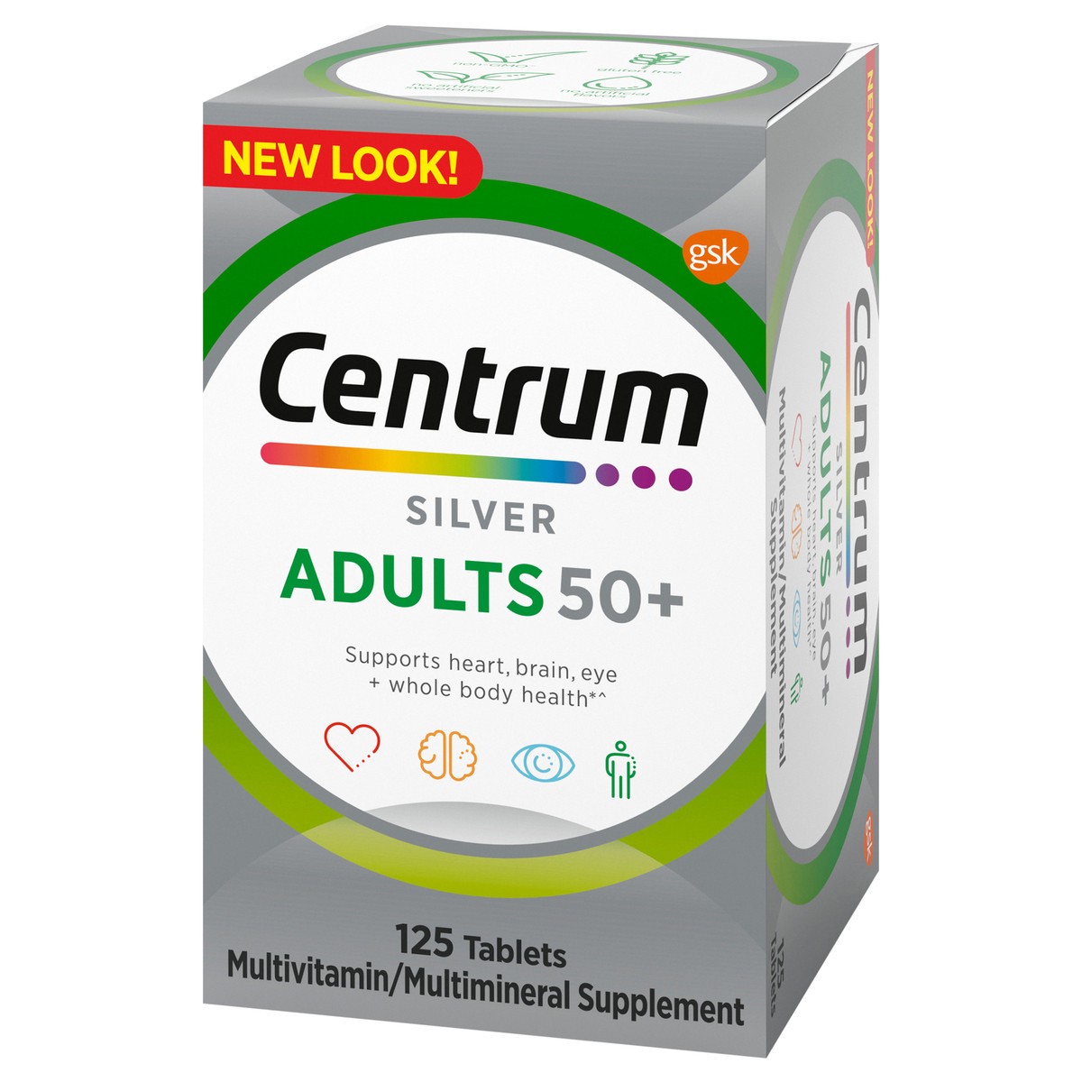 slide 9 of 9, Centrum Silver Multivitamin for Adults 50 Plus, Multivitamin/Multimineral Supplement with Vitamin D3, B Vitamins, Calcium and Antioxidants, Gluten Free, Non-GMO Ingredients - 125 Count, 125 ct