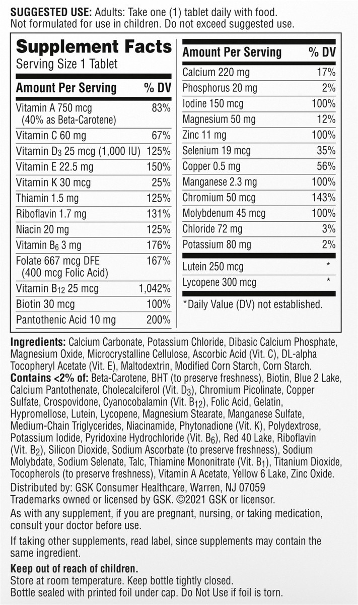 slide 2 of 9, Centrum Silver Multivitamin for Adults 50 Plus, Multivitamin/Multimineral Supplement with Vitamin D3, B Vitamins, Calcium and Antioxidants, Gluten Free, Non-GMO Ingredients - 125 Count, 125 ct