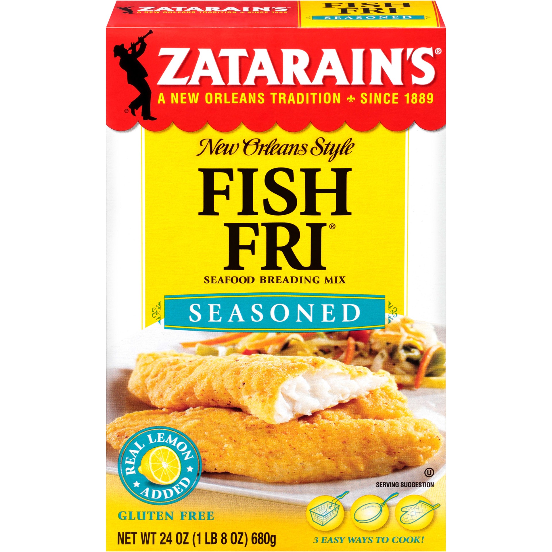slide 1 of 5, Zatarain's Fish Fry - Seasoned, 24 oz