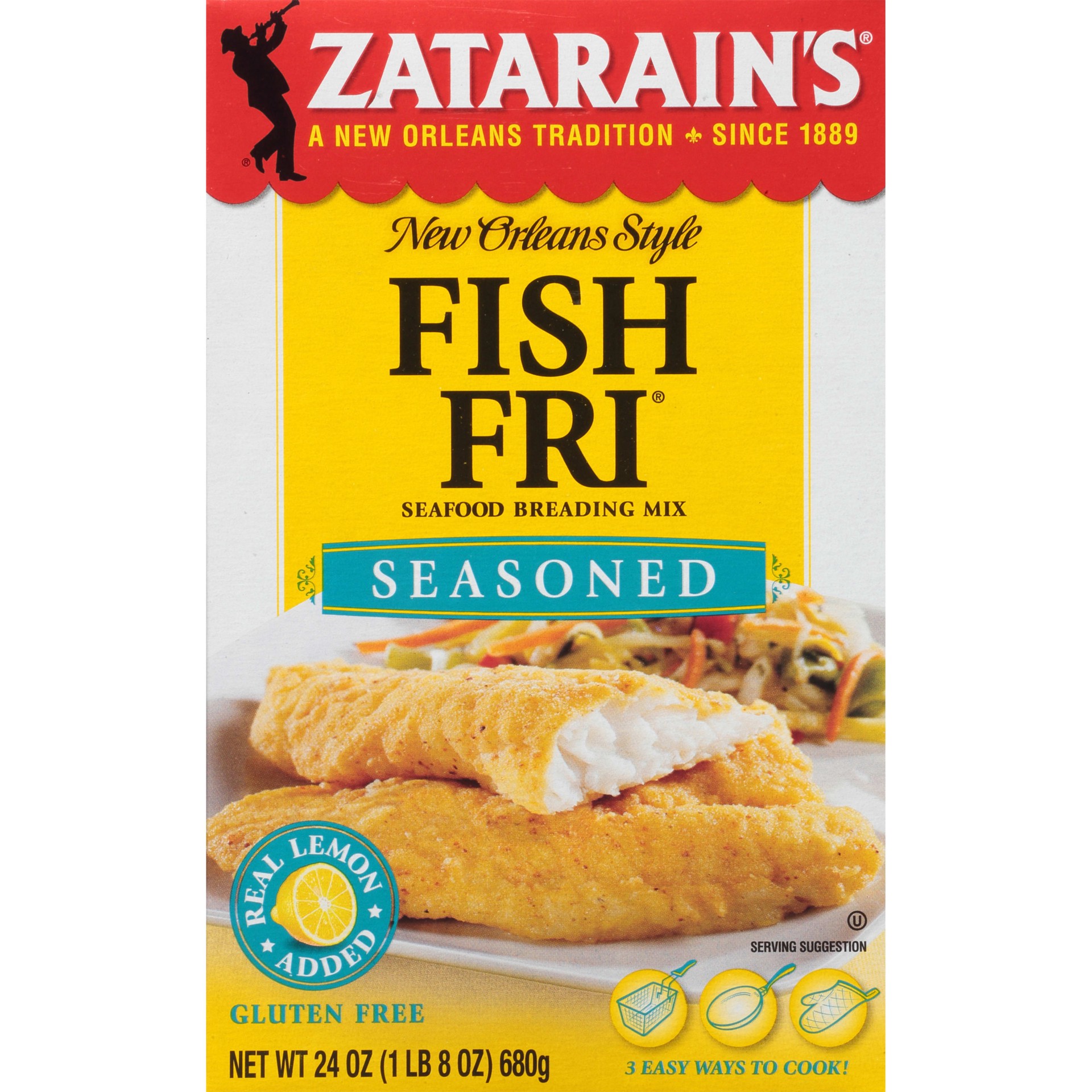 slide 1 of 5, Zatarain's Fish Fry - Seasoned, 24 oz