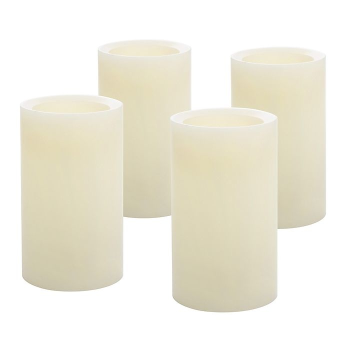 slide 4 of 4, Candle Impressions LED Flameless Wax Pillar Candles with Timer - Cream, 4 ct