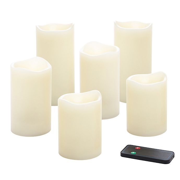 slide 2 of 3, Candle Impressions Flameless LED Wax Pillar Candles with Remote, 6 ct