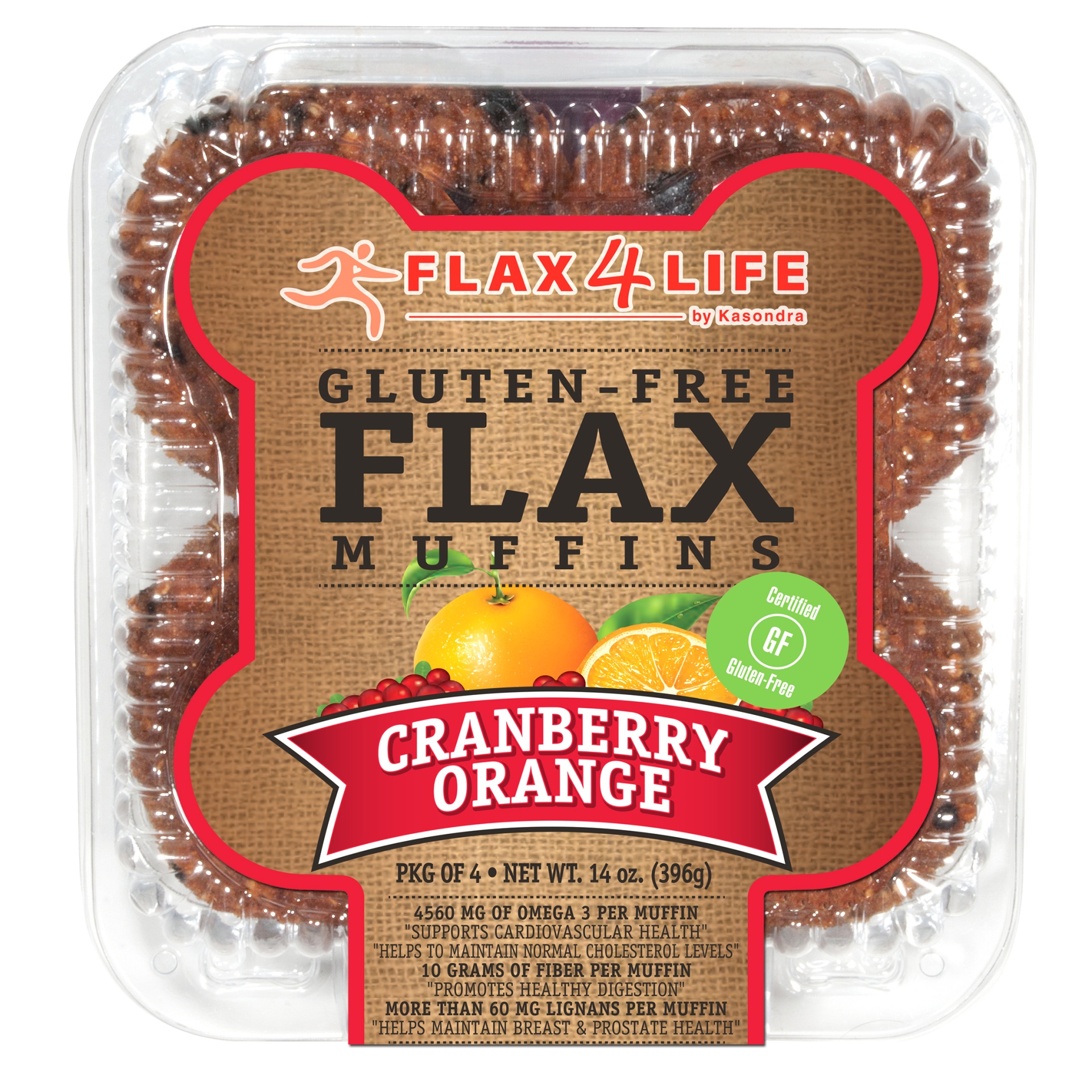 slide 1 of 1, Flax Ife Cranberry Orange Gluten-Free Flax Muffins, 4 ct; 14 oz