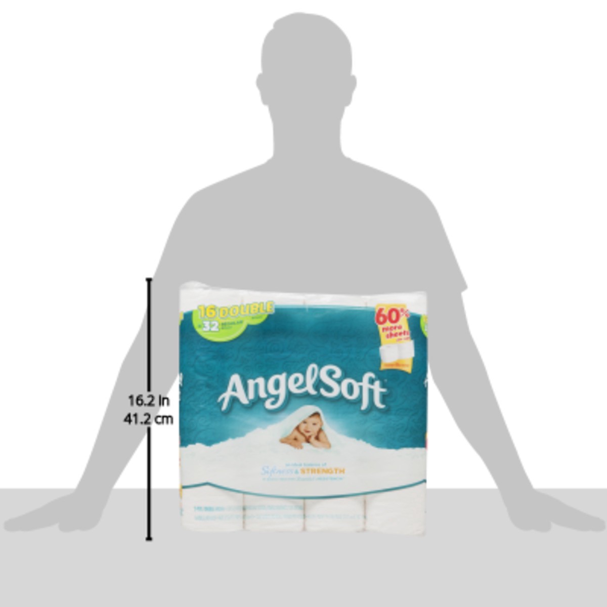 slide 3 of 9, Angel Soft Softness & Strength Unscented 2-Ply Double Rolls Bathroom Tissues, 16 ct