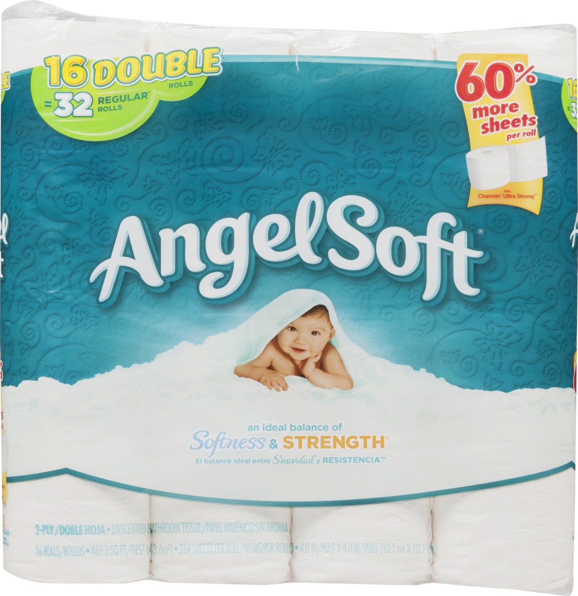 slide 8 of 9, Angel Soft Softness & Strength Unscented 2-Ply Double Rolls Bathroom Tissues, 16 ct