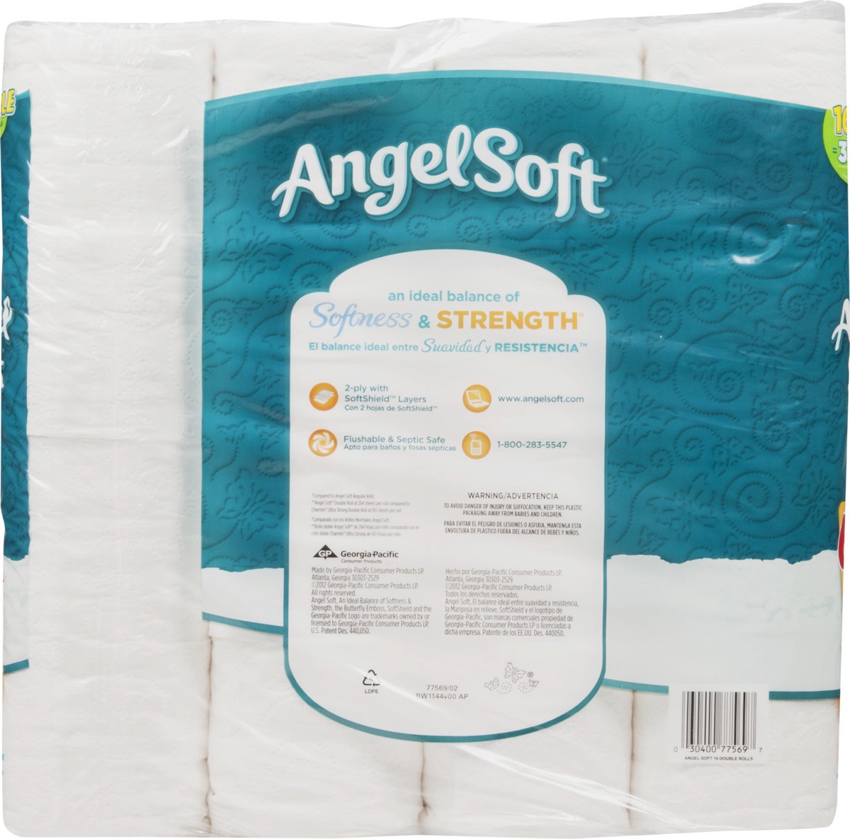 slide 9 of 9, Angel Soft Softness & Strength Unscented 2-Ply Double Rolls Bathroom Tissues, 16 ct